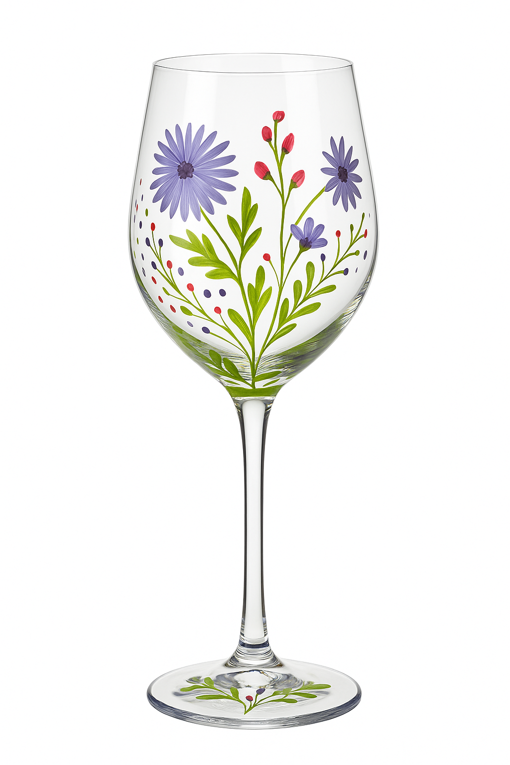 Verres à vin cristal peints main motif floral - vue 2 sur 2
