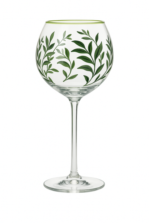 Verres à vin hauts motifs floraux dessinés main