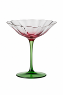 Verres à vin rétro cristal motif floral rayures