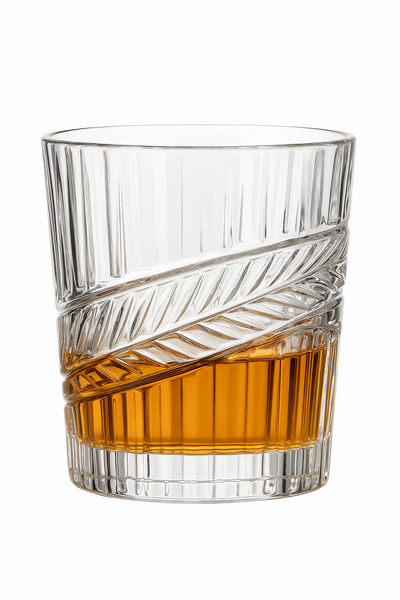 Verres a whisky style cristal epais motif taillee