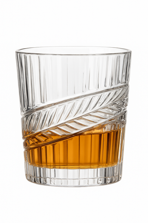 Verres a whisky style cristal epais motif taillee