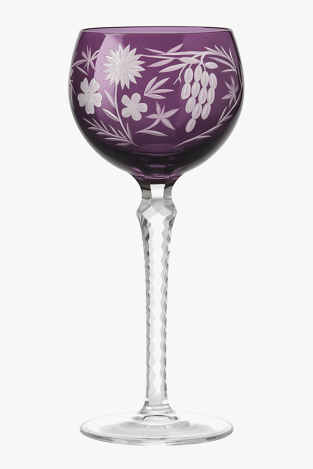 verres à vin cristal style antique gravés main