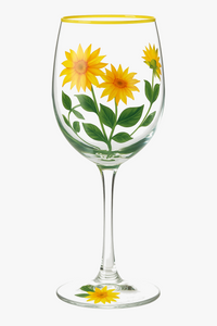 Verres à vin hauts motifs floraux dessinés main