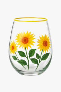 Verres vin motifs floraux peints main lot trois