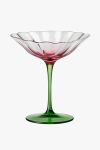 Verres à vin rétro cristal motif floral rayures