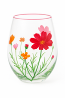 Verres vin rouge hauts motifs floraux faits main