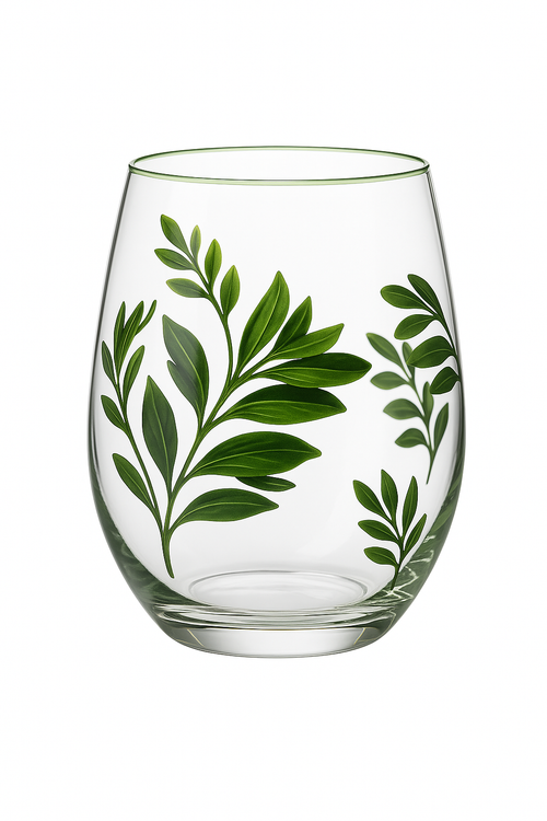 Verres vin rouge hauts motifs floraux main trois