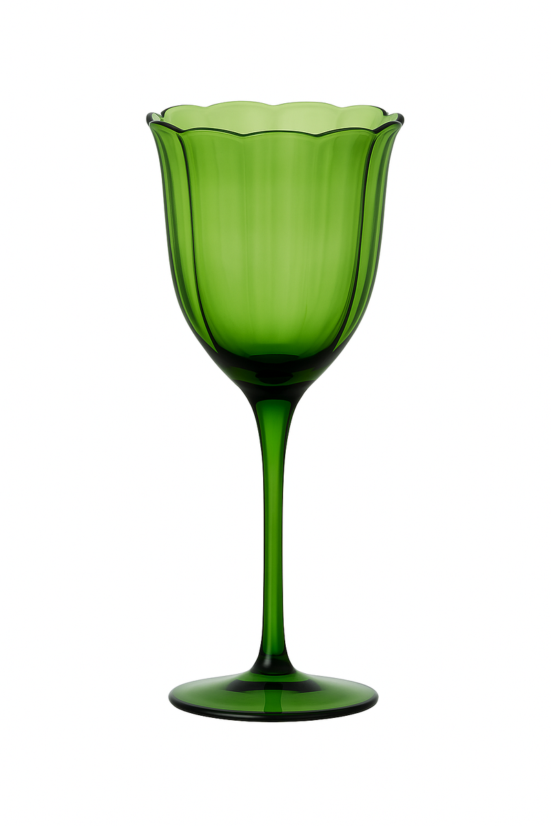 Verres vin vintage motif floral style cristal