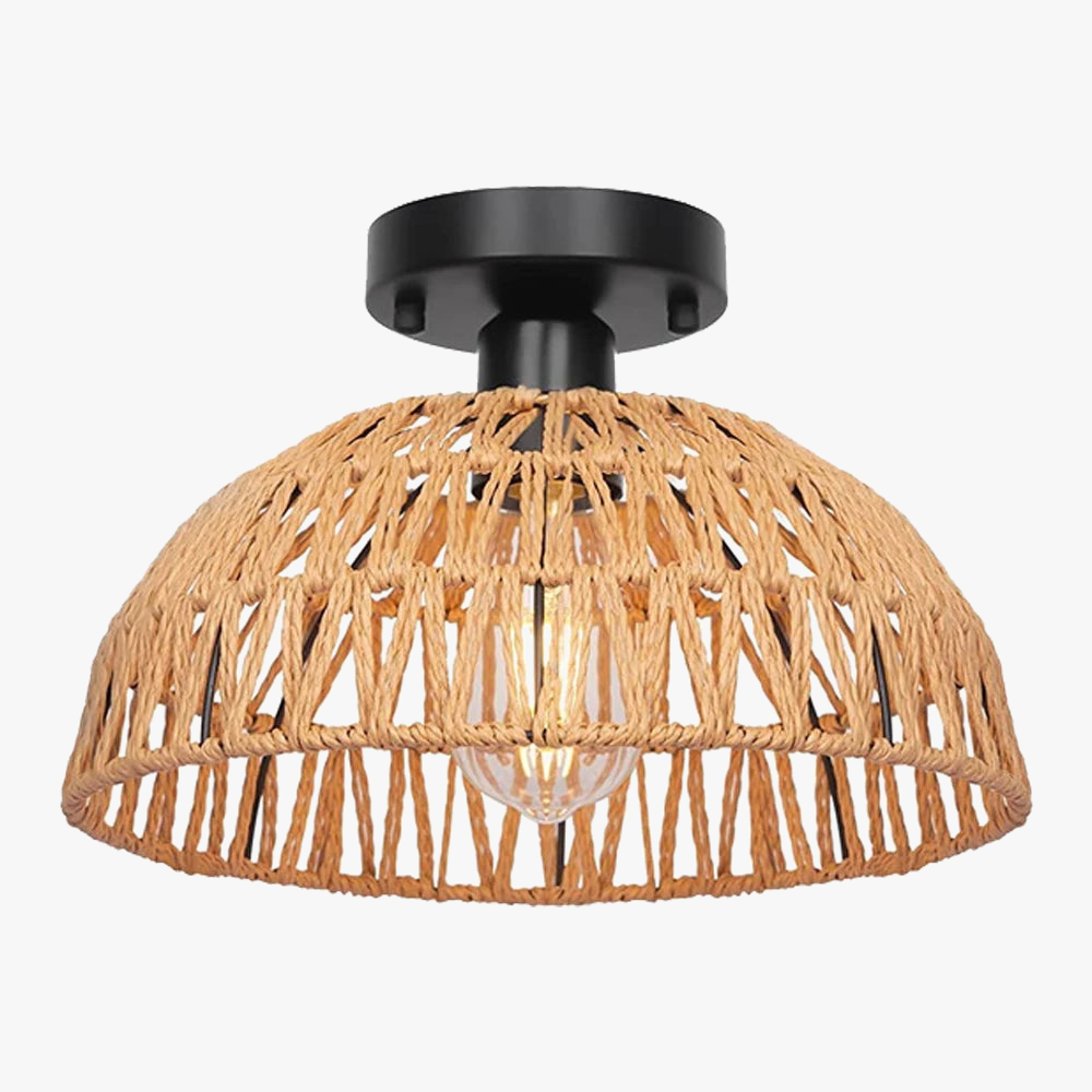 Vintage industriel LED rotin plafonniers corde de chanvre maison Loft décor lustres Village rétro plafonnier Lampara techo E27