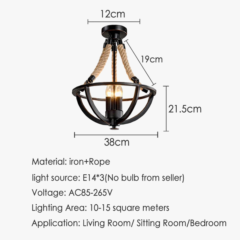 Vintage rétro lustre Restaurant café Salon Bar vêtements lait thé Salon hôtel Droplight créatif chanvre corde suspension lampe