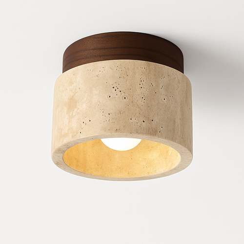 Wabi Sabi plafonnier en marbre jaune hall d'entrée couloir balcon Restaurant hôtel allée travertin lampe décorative - vue 2 sur 8