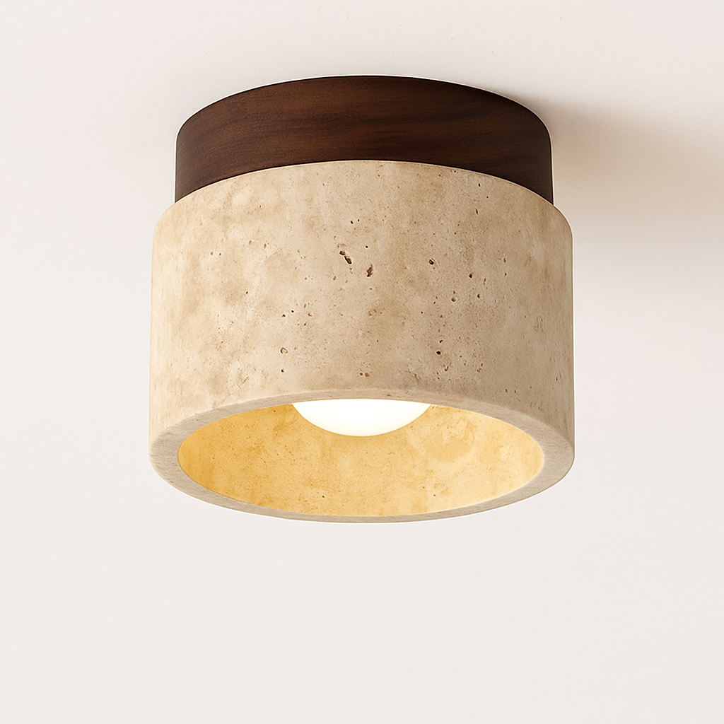 Wabi Sabi plafonnier en marbre jaune hall d'entrée couloir balcon Restaurant hôtel allée travertin lampe décorative - vue 7 sur 8