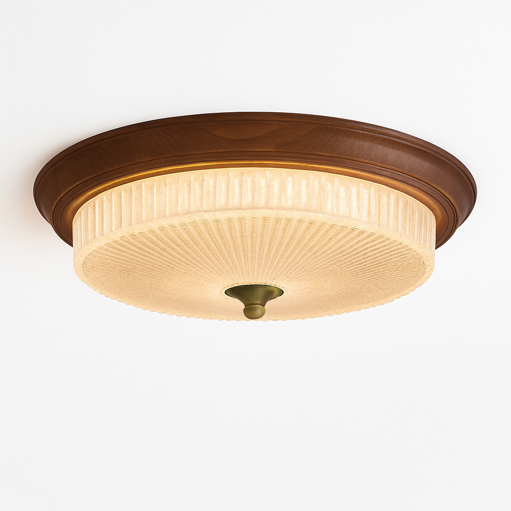 Walnut Color Etched Glass Lampshade, French Retro Art Vintage, Ceiling Light for Dining Room, Bedroom bedside, Kitchen, Study