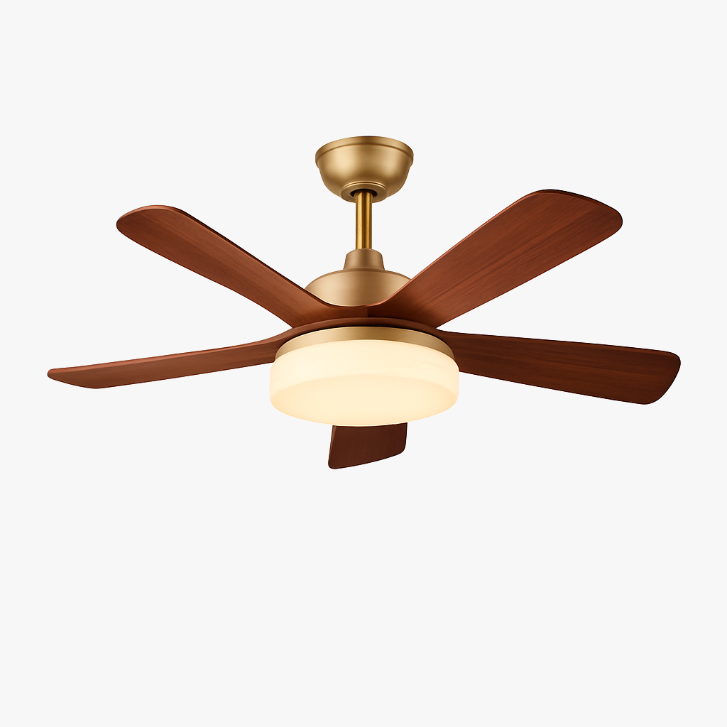 Walnut Color Wooden, Simple Vintage Modern Wabi-sabi style, Ceiling Fan light for Bedroom, Living, Dining Room, Study, Kitchen