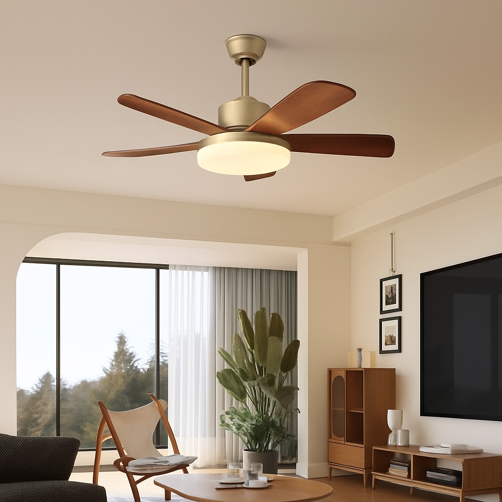 Walnut Color Wooden, Simple Vintage Modern Wabi-sabi style, Ceiling Fan light for Bedroom, Living, Dining Room, Study, Kitchen