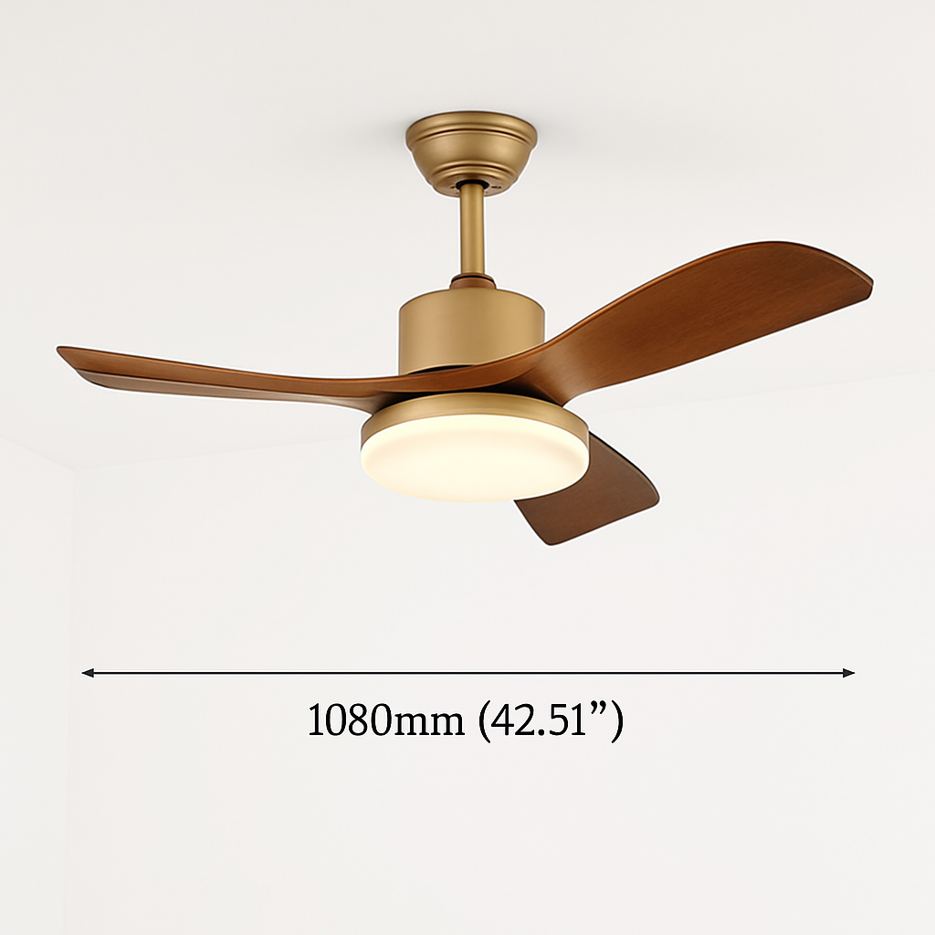 Walnut Color Wooden, Simple Vintage Modern Wabi-sabi style, Ceiling Fan light for Bedroom, Living, Dining Room, Study, Kitchen