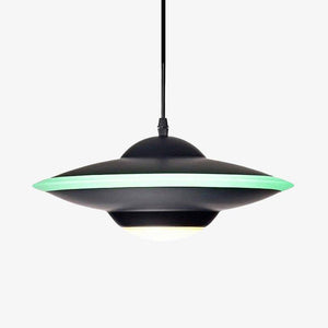 Industrial LED pendant light with metal saucer shade