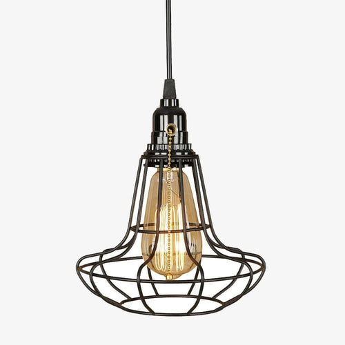 Suspension rétro à LED avec abat-jour cage en métal Edison - vue 2 sur 3