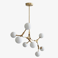 Suspension design à LED en métal doré et boules en verre Loft