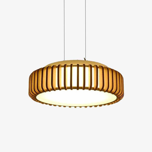 Suspension design LED en bois avec abat-jour en disque Hang