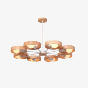 Lustre moderne à LED avec disque en bois style Japan