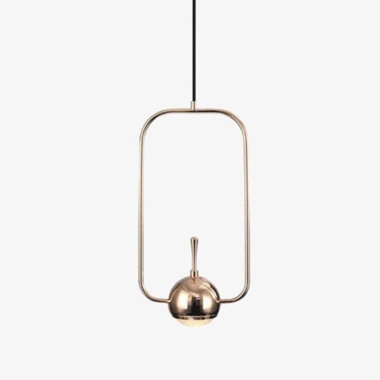 Suspension design de plusieurs forme dorée avec boule à LED