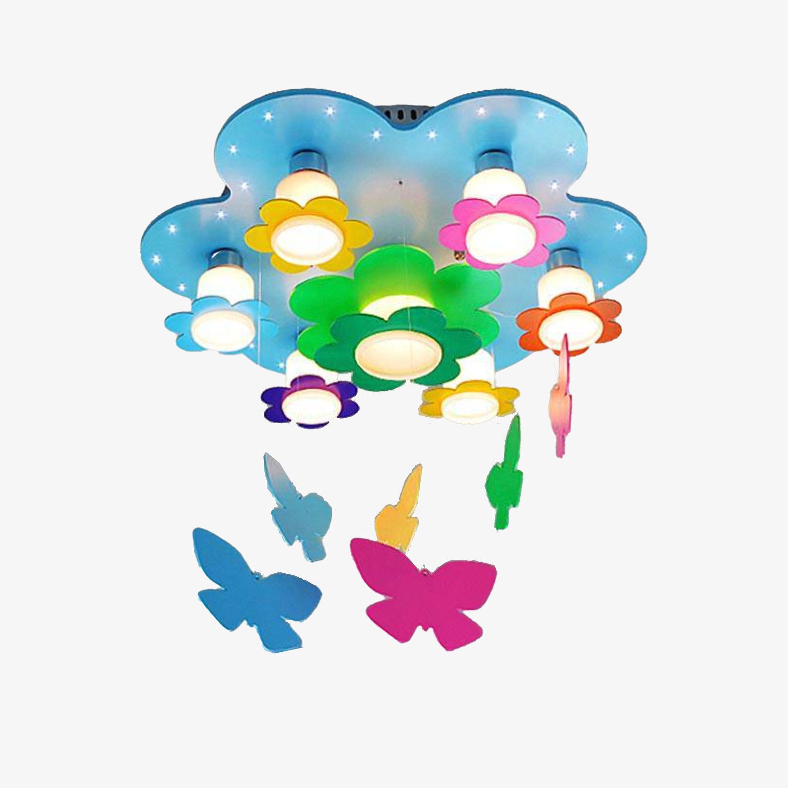 Plafonnier enfant LED en forme de fleurs multicolores - vue 2 sur 2