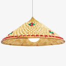 Suspension en rotin LED abat-jour style rustique