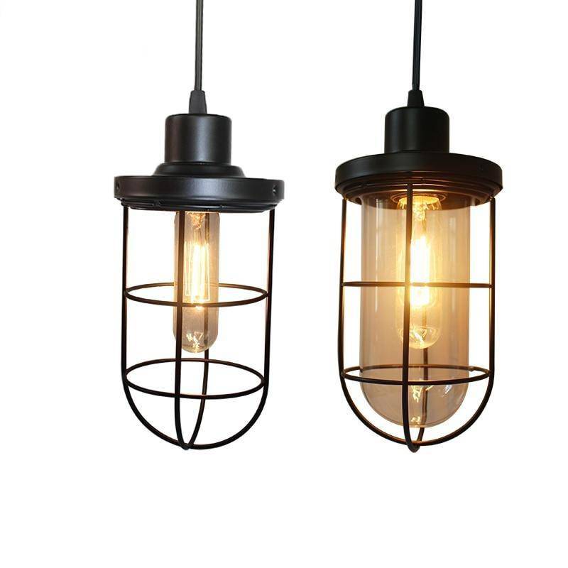 Suspension rétro LED avec cage en métal industriel Light