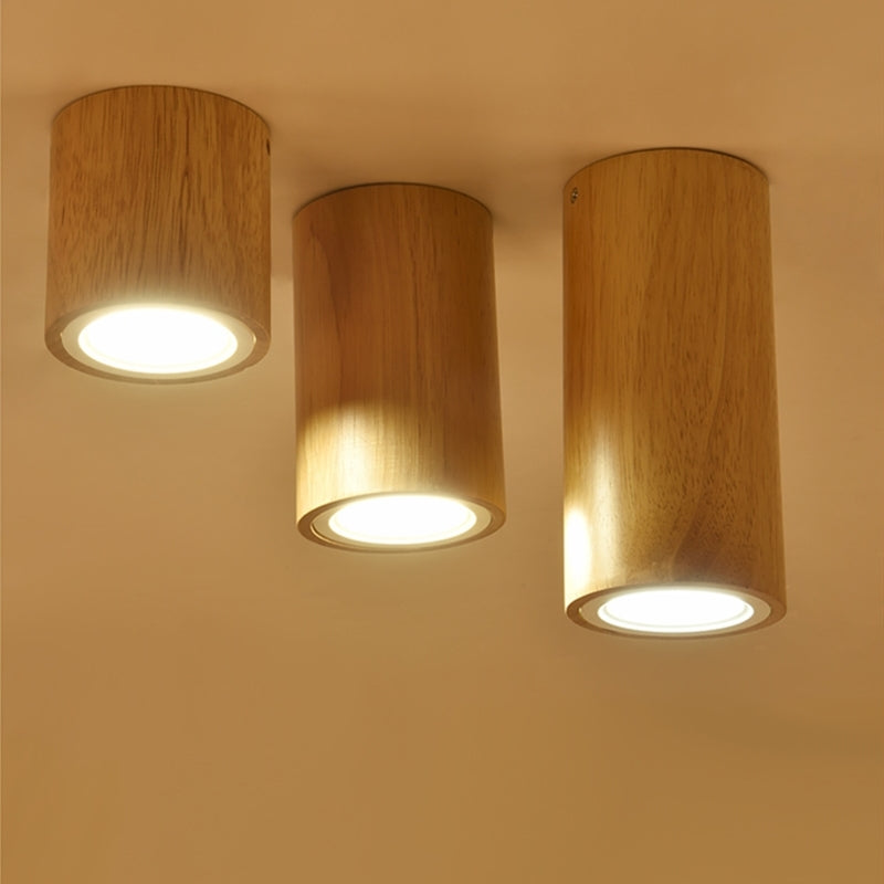Spot scandinave LED circulaire en bois Rogely - vue 4 sur 11