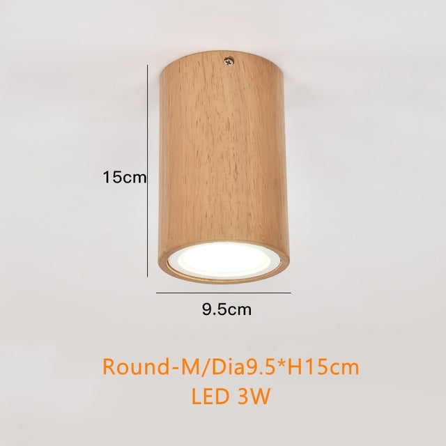 Spot scandinave LED circulaire en bois Rogely - vue 8 sur 11