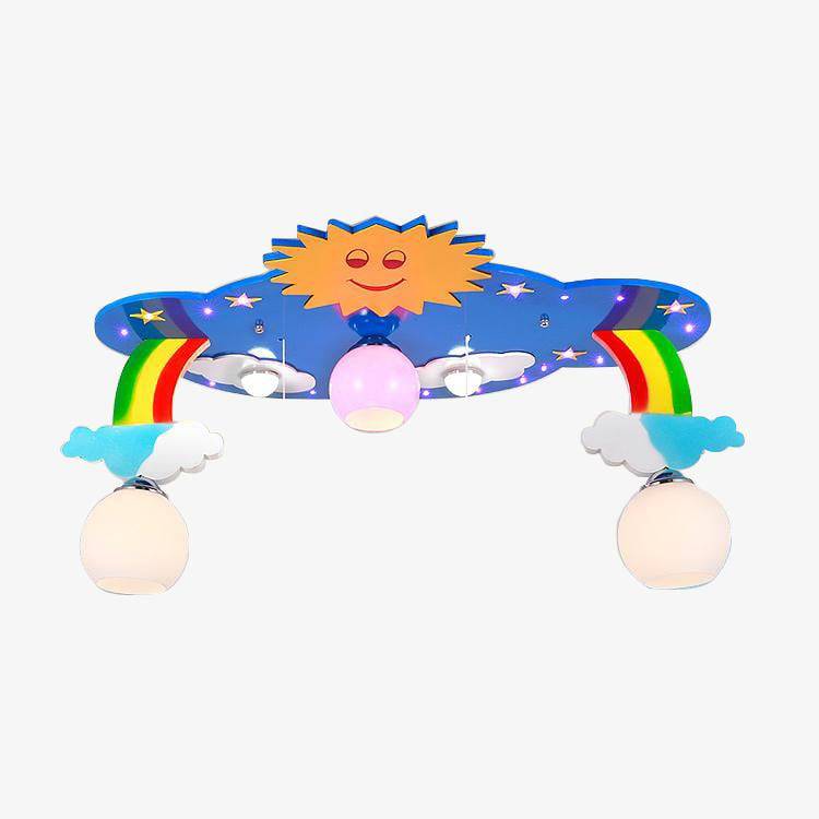 Plafonnier enfant ciel avec arc-en-ciel et balançoire