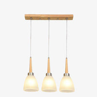 Suspension design en bois LED avec abat-jour arrondi en verre Creative