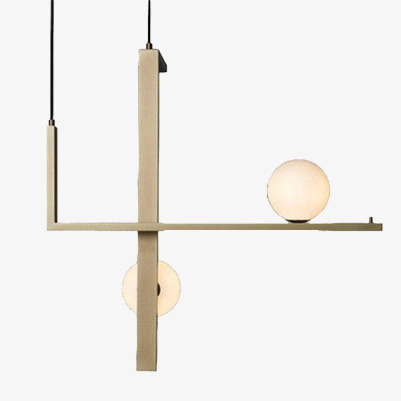 Suspension LED aux formes géométriques design et finitions cuivrées - vue 2 sur 10