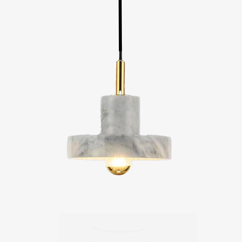Suspension en marbre blanc à LED avec abat-jour design - vue 2 sur 5