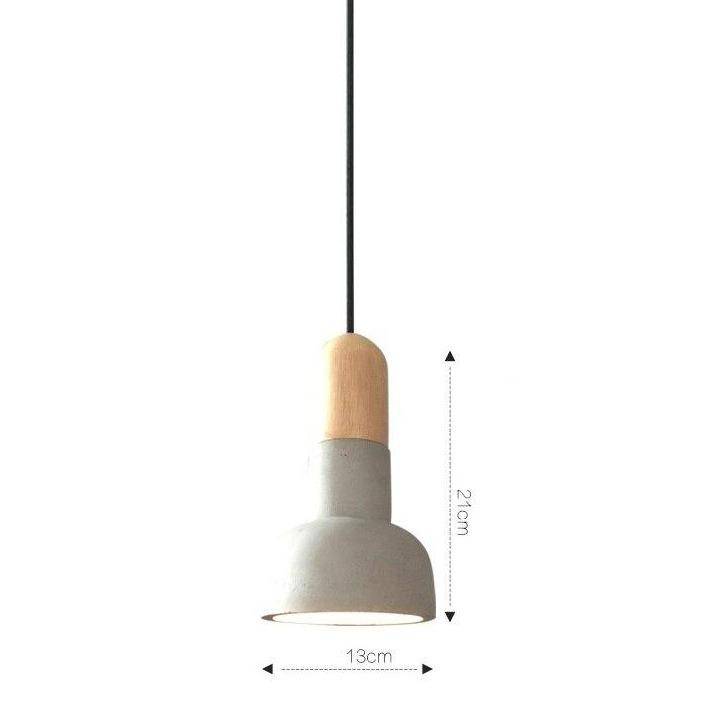 Suspension design LED arrondie en bois et ciment Loft - vue 4 sur 3