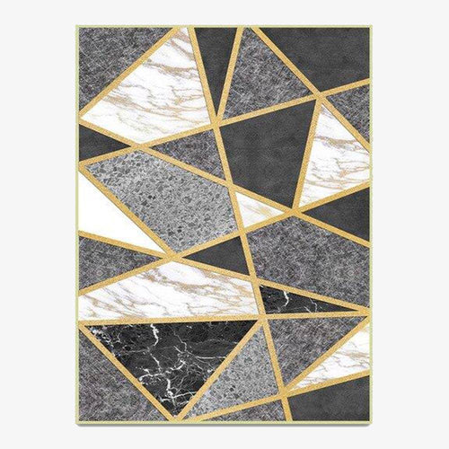Tapis rectangle moderne blanc et gris style géométrique