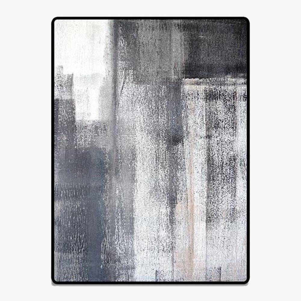 Tapis rectangle moderne noir et blanc Ink A - vue 2 sur 3