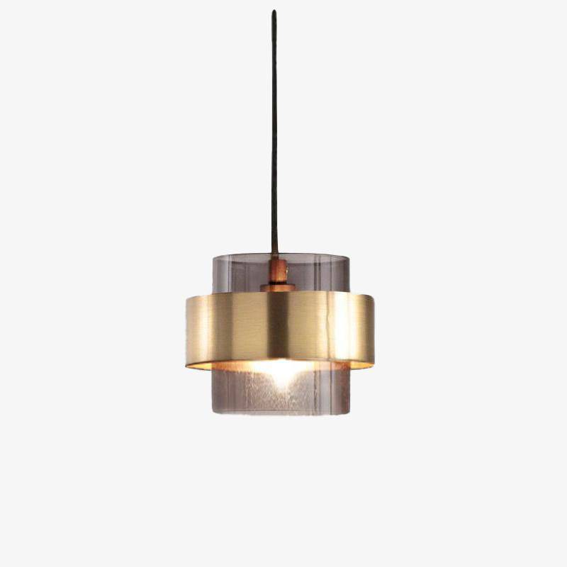 Suspension à LED design cylindrique doré et verre