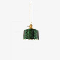 Suspension rétro LED avec abat-jour en verre rétro vert Yuja