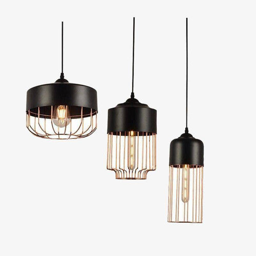 Suspension rétro à LED avec cage en métal America