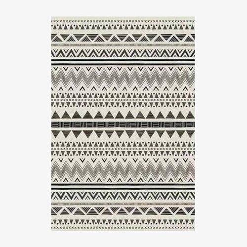 Tapis rectangle aux motifs géométriques noirs et verts style Keecy