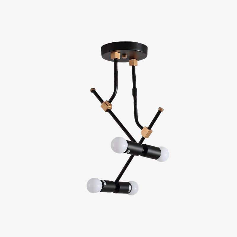 Suspension moderne à LED en métal noir et branches rétro - vue 2 sur 5