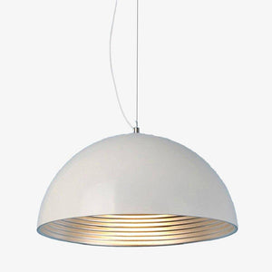 LED designer pendant light with rounded metal shade loft