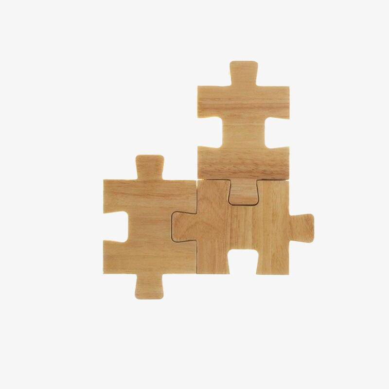 Applique murale design en forme de puzzle en bois