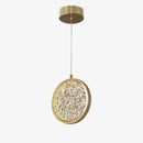 Suspension design dorée à LED en disque et verre Luxury
