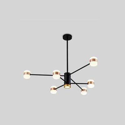Lustre design LED en métal noir avec plusieurs lampes rose gold Fly - vue 3 sur 7