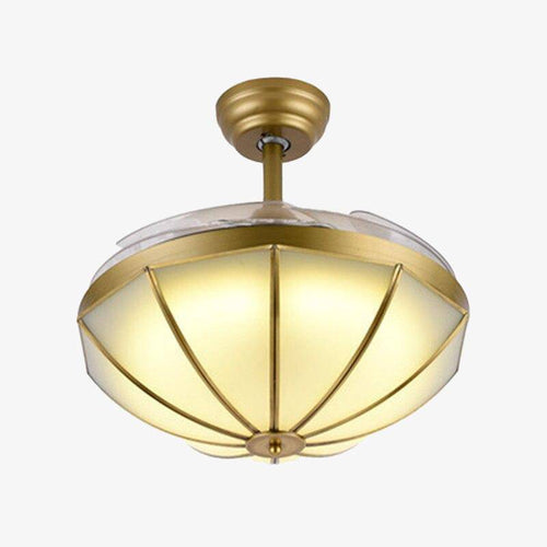 Suspension rétro à LED en métal doré et abat-jour Copper