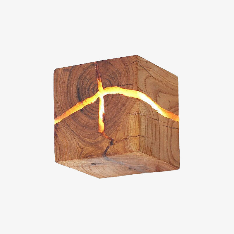 Applique murale scandinave LED cube en bois Lymena - vue 2 sur 6
