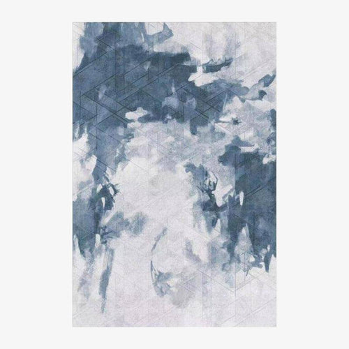 Tapis moderne rectangle au style abstrait bleu